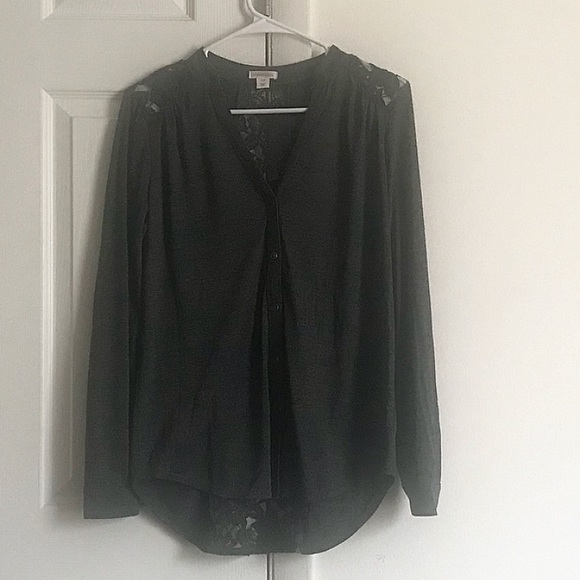 Xhilaration Tops - Gray Long Sleeve With Lace Back